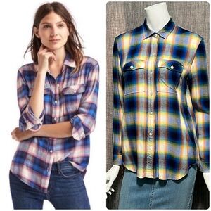 Gap x Pendleton Blue Yellow Plaid Button
Down Boyfriend Fit Shirt XSmall